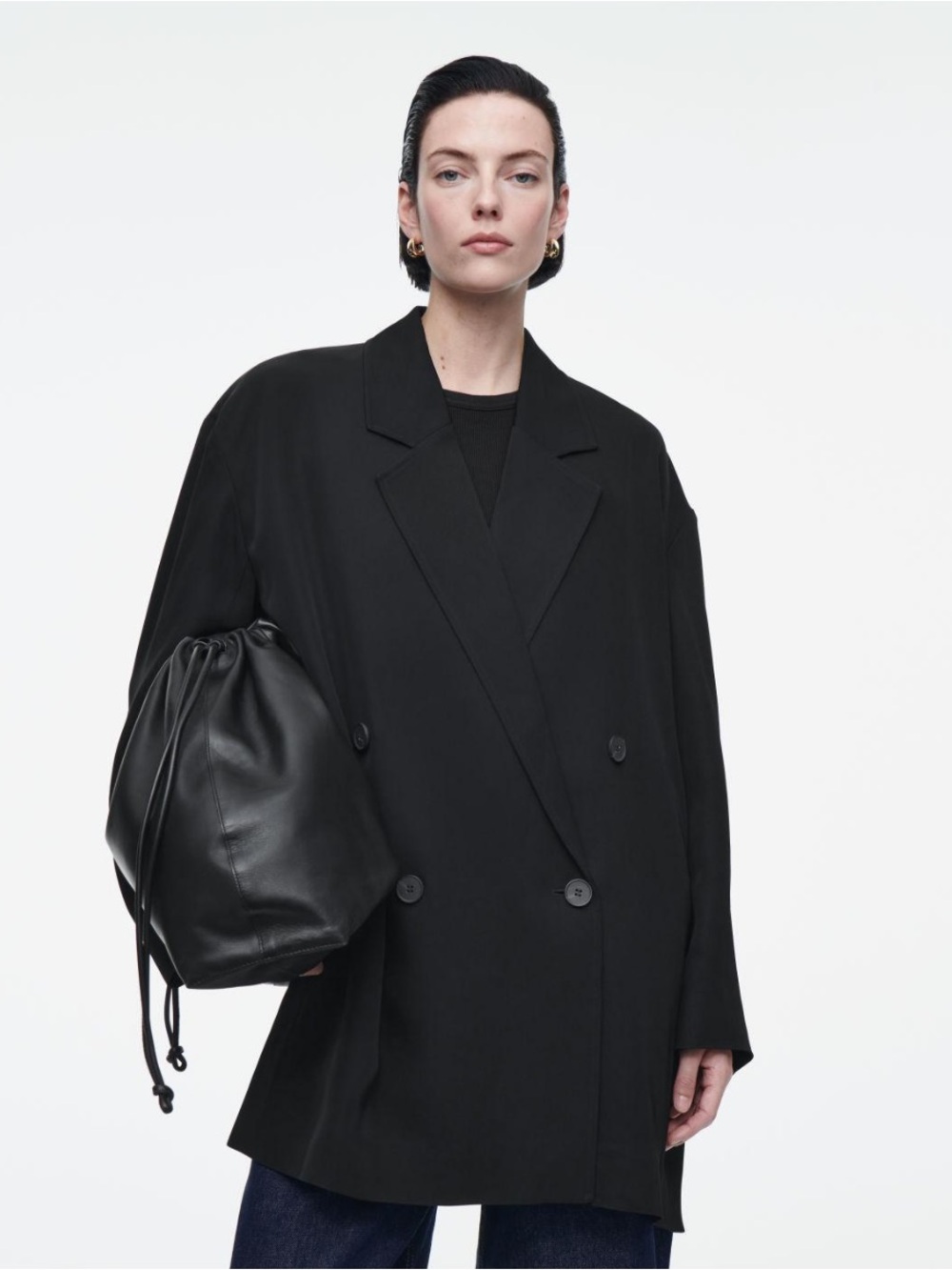 COS Oversized Draped Double-Breasted Blazer - Picture 2 of 8